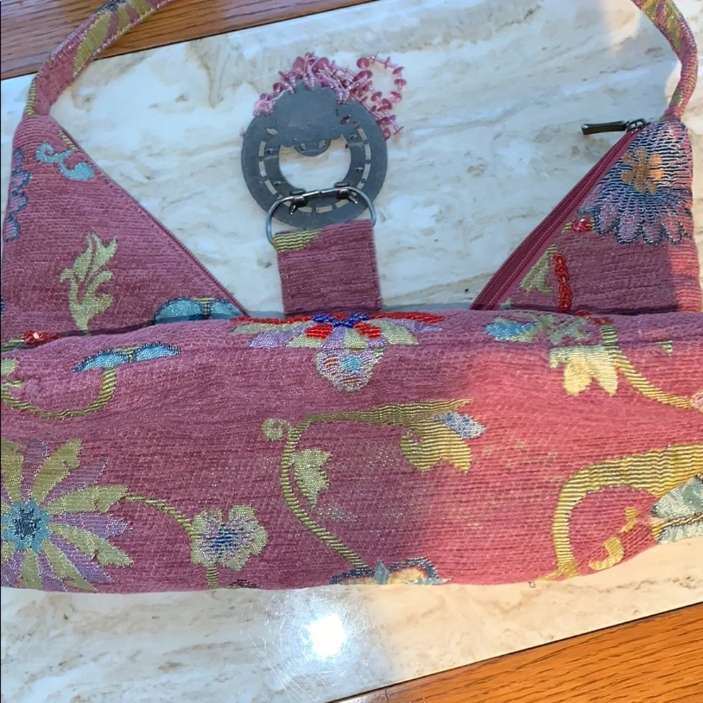 Boho Hippie Shoulder Purse Flowers & Sequins & Beads